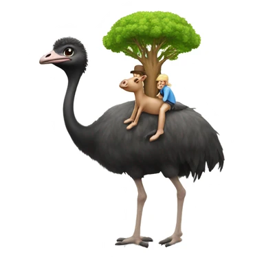Tree riding piggy back on an ostrich sticker