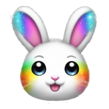 cute kawaii bunny rainbow fur with sparkle sticker