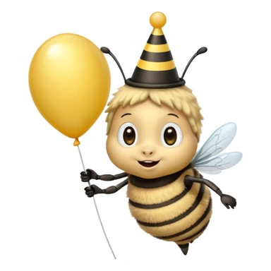 Bees with Birthday Hat, Excited bee carrying balloon sticker