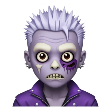 Purple pale skinned zombie boy skin so with white spiky hair. Nose and ear piercings. Emo. sticker