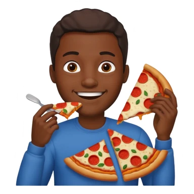 black man eating pizza  sticker