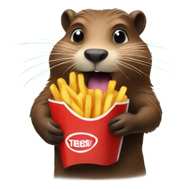 a beaver wearing a tube top eating french fries in space sticker
