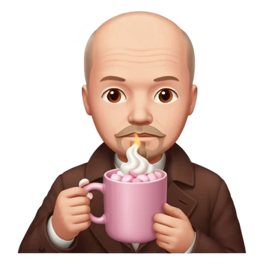 Lenin hold  Light Pink mug of hot chocolate with marshmallows  sticker