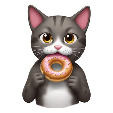 Cat eating donut sticker