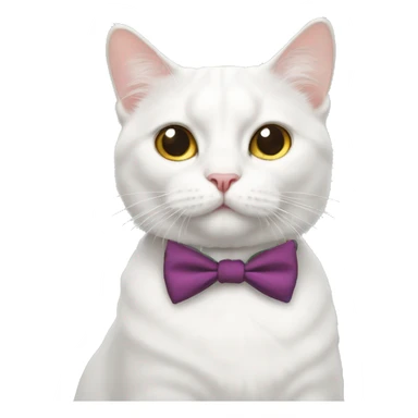 White cat with a Bow tie sticker