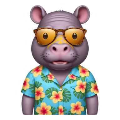 hippo with aloha shirt wearing sunglasses sticker
