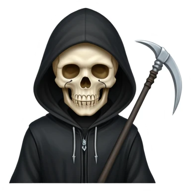 zoomed black hood skull scythe sticker