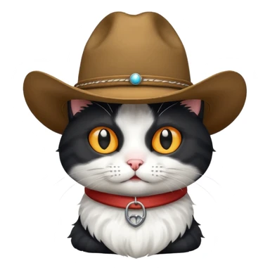 Black and white cat with a cow boy hat on sticker