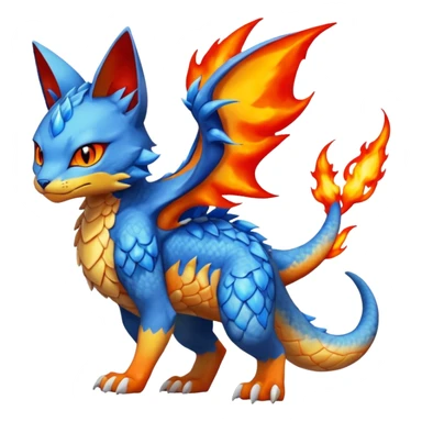 Gabite-Veemon-Digimon-Peppercat-Pokémon-Flamedramon-fusion-animal-hybrid-creature, Full body  sticker