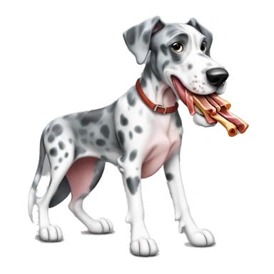 Blue Merle Great Dane eating sliced bacon sticker