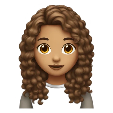 Girl with olive skin, hazel eyes and brown Curley hair in a shaggy middle part  sticker