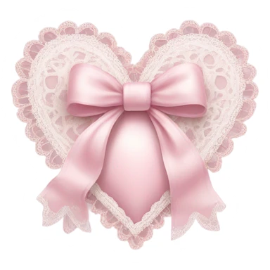 rococo Pastel pink heart with white bow with lace and frills  sticker