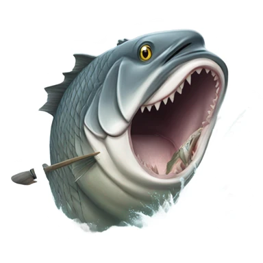 Sturgeon fighting fishermen  sticker