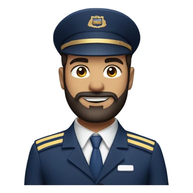 Male Persian Flight attendant with beard at United airlines navy blue uniform 2 epaulet stripes NO HAT sticker