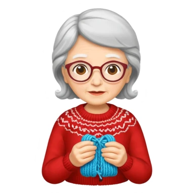 knitting grandma red sweater sticker