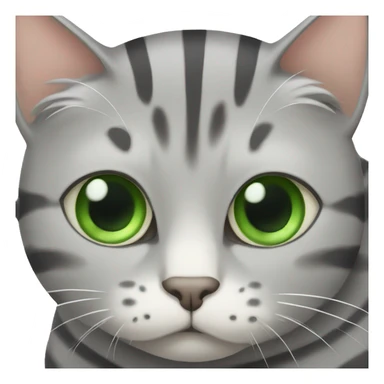 Fat gray striped cat with green eyes  sticker