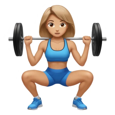 Beautiful woman with light brown shoulder length hair popping a squat without any weights sticker
