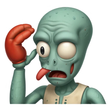 Squidward getting beat up by mr Krabs  sticker