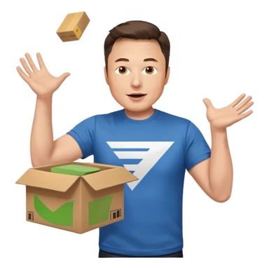 elon musk throwing amazon box in the air sticker