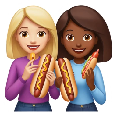 Women eating huge hot dog sticker