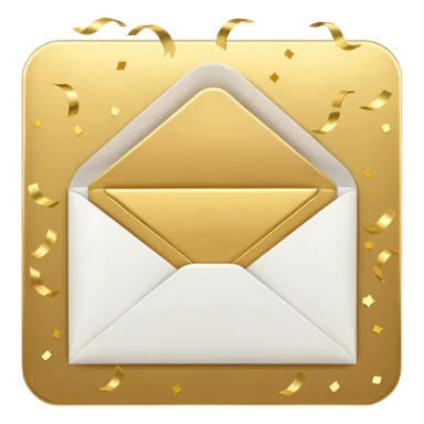 white envelope surrounded gold confetti sticker