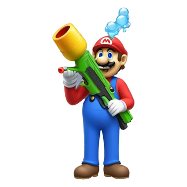 Mario with a water gun sticker