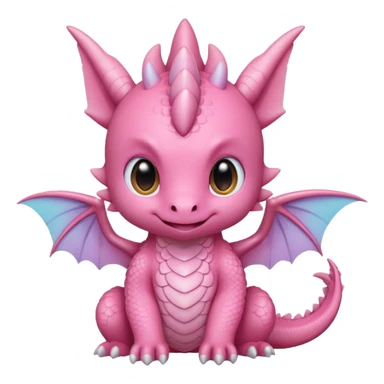 cute pink baby dragon chick emoji, kawaii style, small wings and horns, pastel colors, transparent background, twitch emote sticker