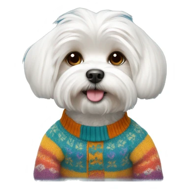 Maltese Dog With colorful sweater  sticker