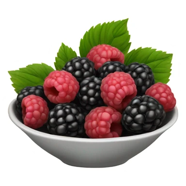 Square bowl of blackberries and raspberries  sticker