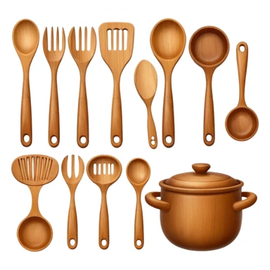 wooden kitchen utensils and items sticker