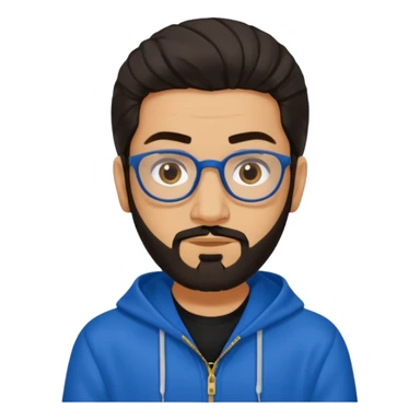 Hassan B from Ali G Indahouse with dark brown long hair and short beard, blue and black outfit sticker