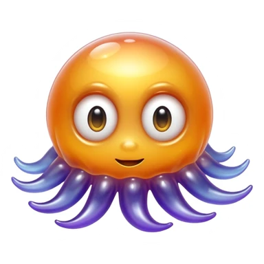 a combination of a water droplet and a ghost tail.
The bottom part is softly squished and slightly curled like a tail
floats in the air with no feet, has small round hands like jelly
Ieyes are large, round, and sparkle like jelly marbles.
The character has a translucent jelly-like texture. sticker