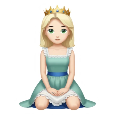 King, standig, black hair, blue eyes, garmont, and maid, blonde Hair, green eyes, white short sleveless dress, kneeling  sticker