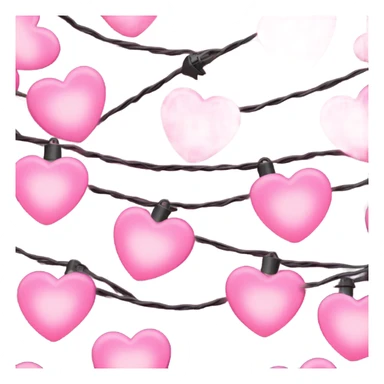 Realistic isolated pink heart shaped christmas string lights sticker