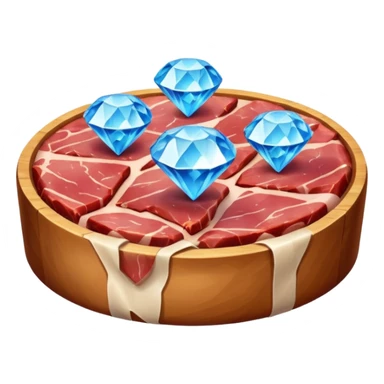 Meat with diamond textur and blue color sticker