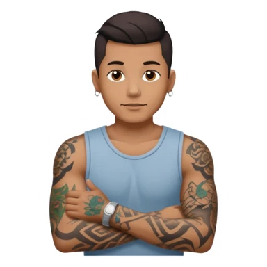 hombre con tatuaj en los brazos con ropa sin piercings sticker