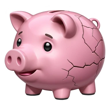 emoji of sad unhappy piggy bank, right view sticker