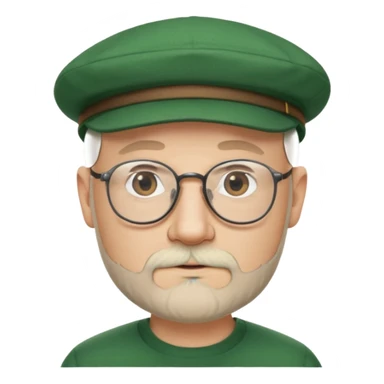 47 year old white male, bald, short beard with glasses and irish cap sticker