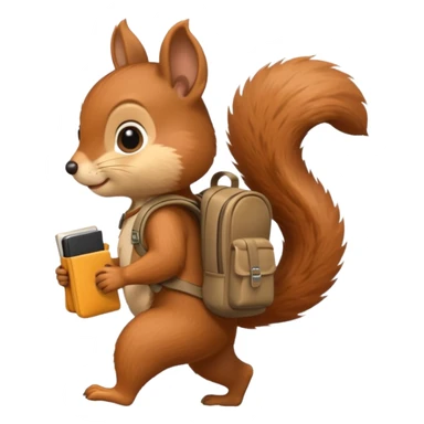 a squirrel walking with a backpack
 sticker