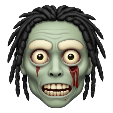 Zombie with black dreads with chinky eyes and a 3rd eye  on right cheek sticker
