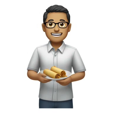 Nerdy short Filipino working at Xfinity eating lumpia sticker