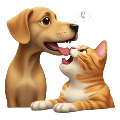 a dog licking a cat sticker