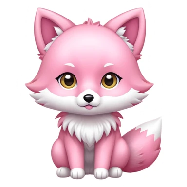 cute chibi anime style pink fox sticker