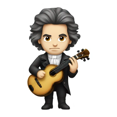 Chibi Beethoven standing stern face banjo sticker