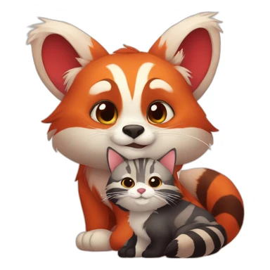 red-panda-cuddles-with-tabby-cat sticker
