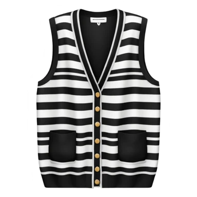 black and white stripes sleeveless cardigan sticker