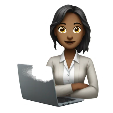 girl that work at the laptop and around her a lot of money sticker