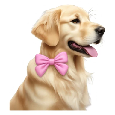 English cream golden retriever with pink bow sticker