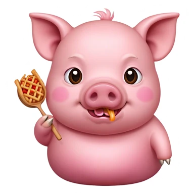 pig eating chinese food sticker