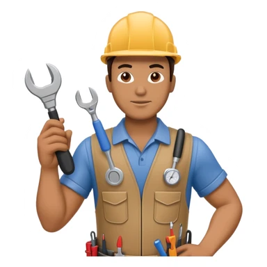 HVAC technician with tools action figure sticker